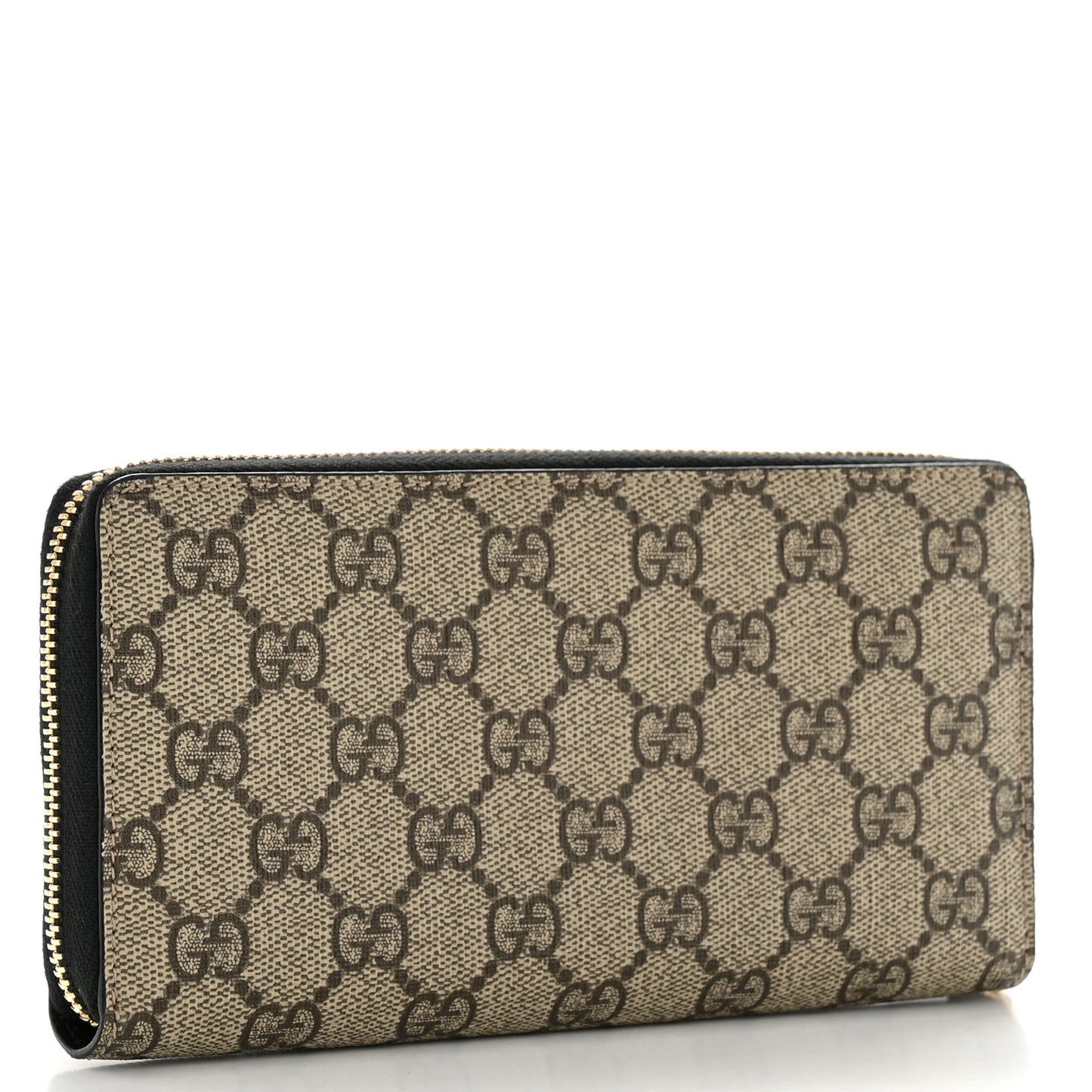 Dollar Calfskin GG Supreme Monogram GG Marmont Zip Around Wallet Black Beige Ebony