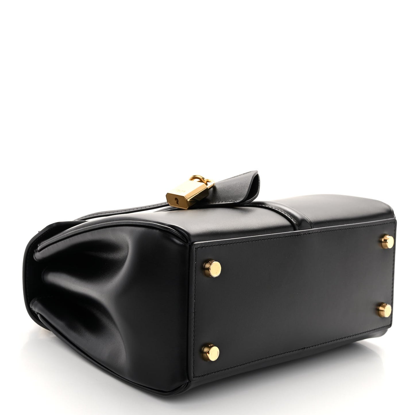 Satinated Calfskin Small 16 Top Handle Bag Black
