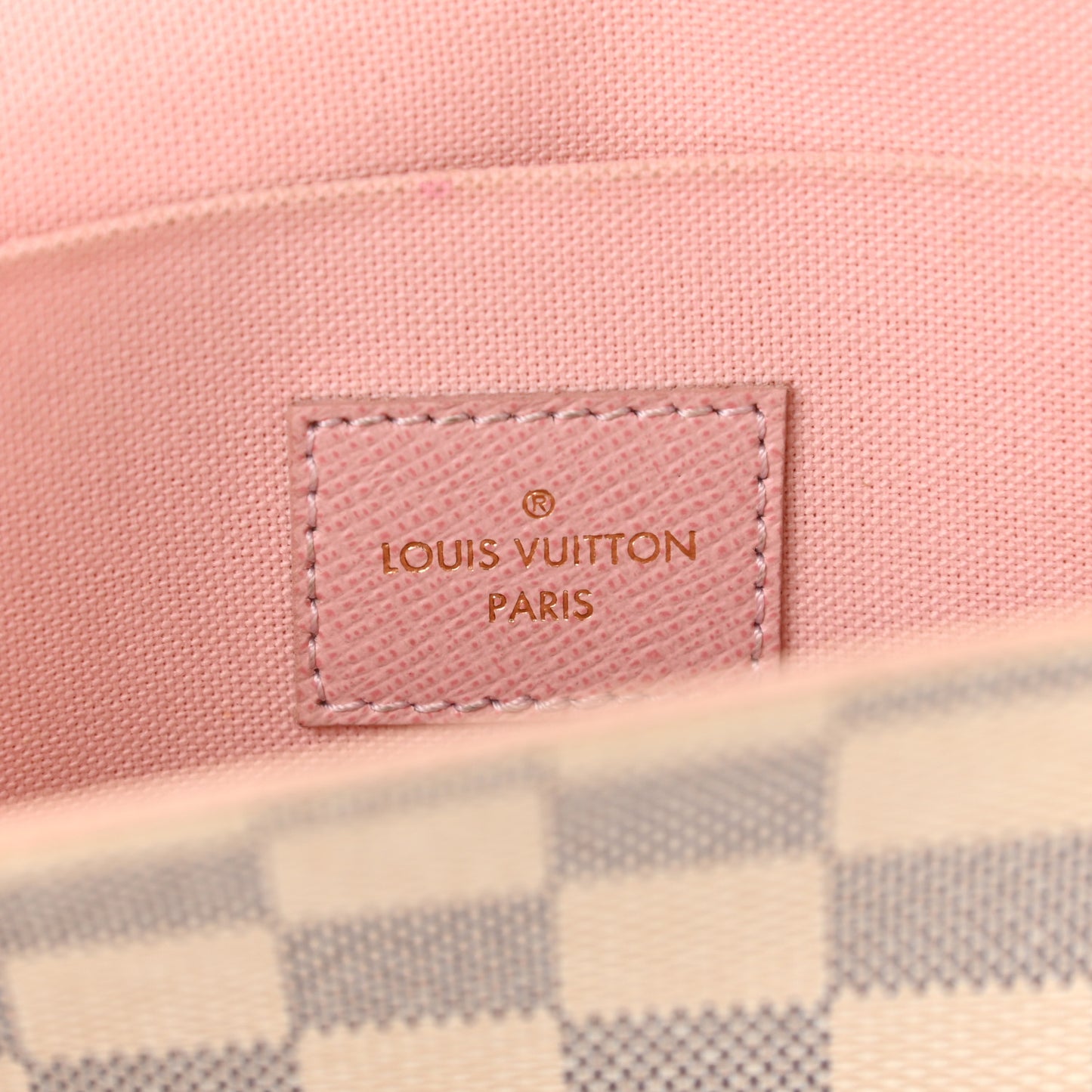 Damier Azur Pochette Felicie Chain Wallet Rose Ballerine