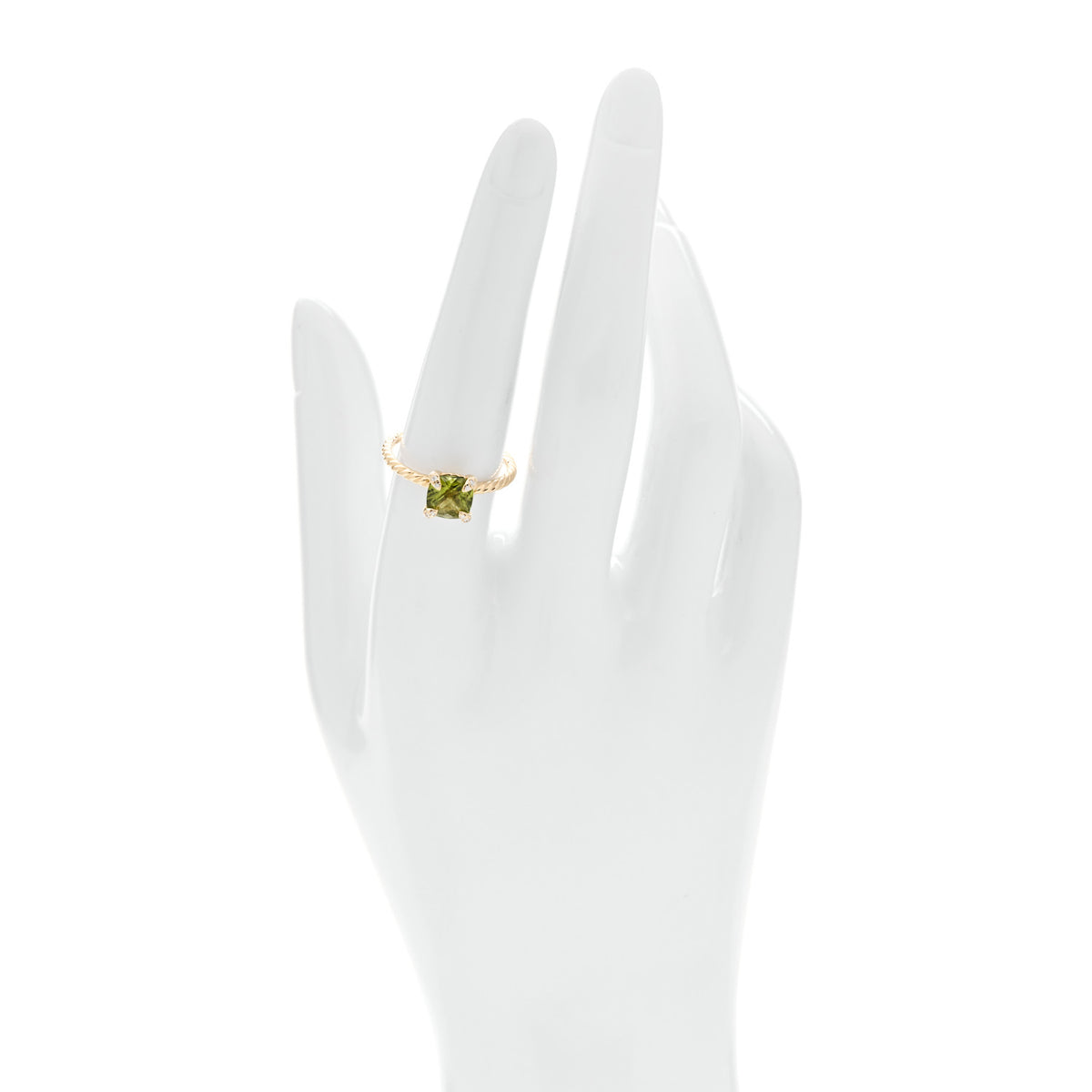 David Yurman 18K Yellow Gold Diamond Peridot 7mm Chatelaine Ring 54 7 2 of 5