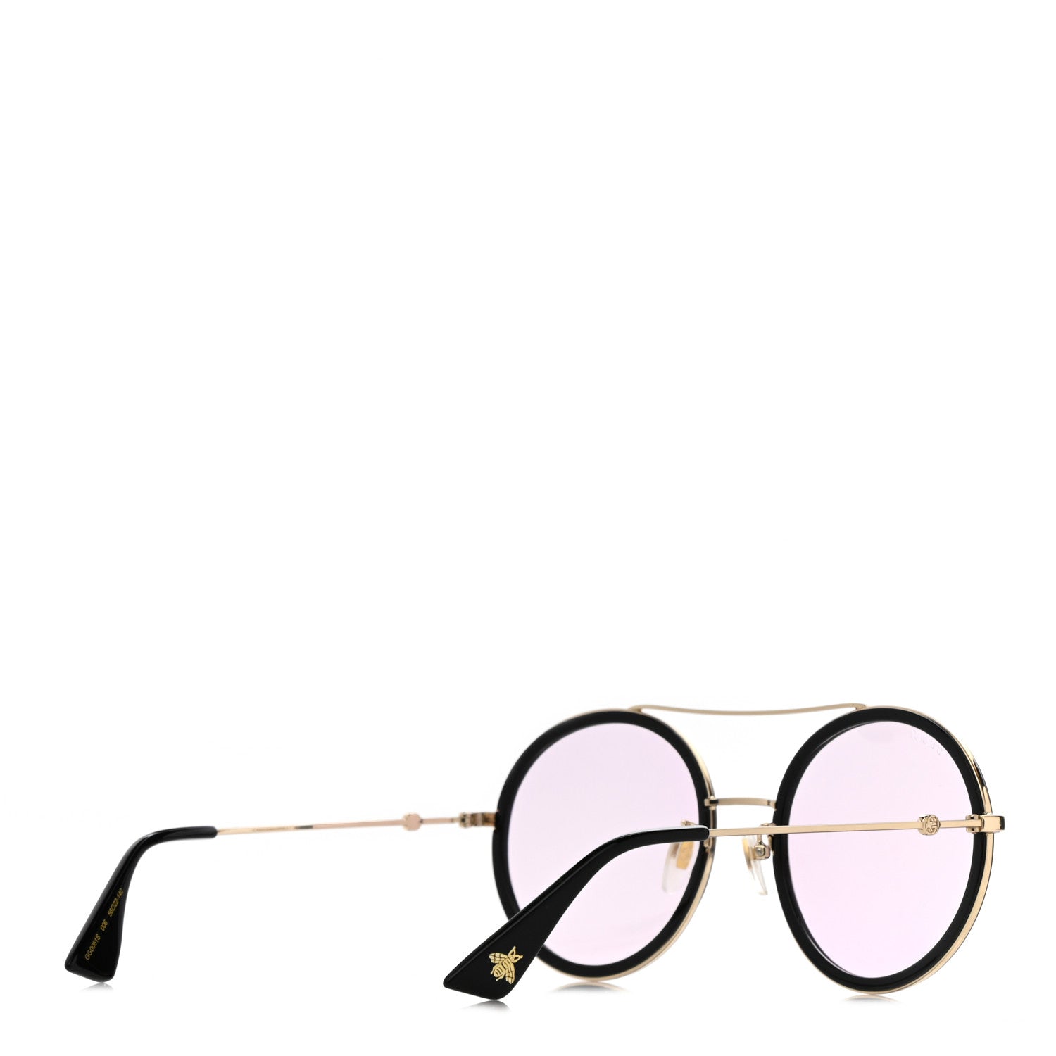 Gucci Round Sunglasses GG 0061S Gold Pink 4 of 7