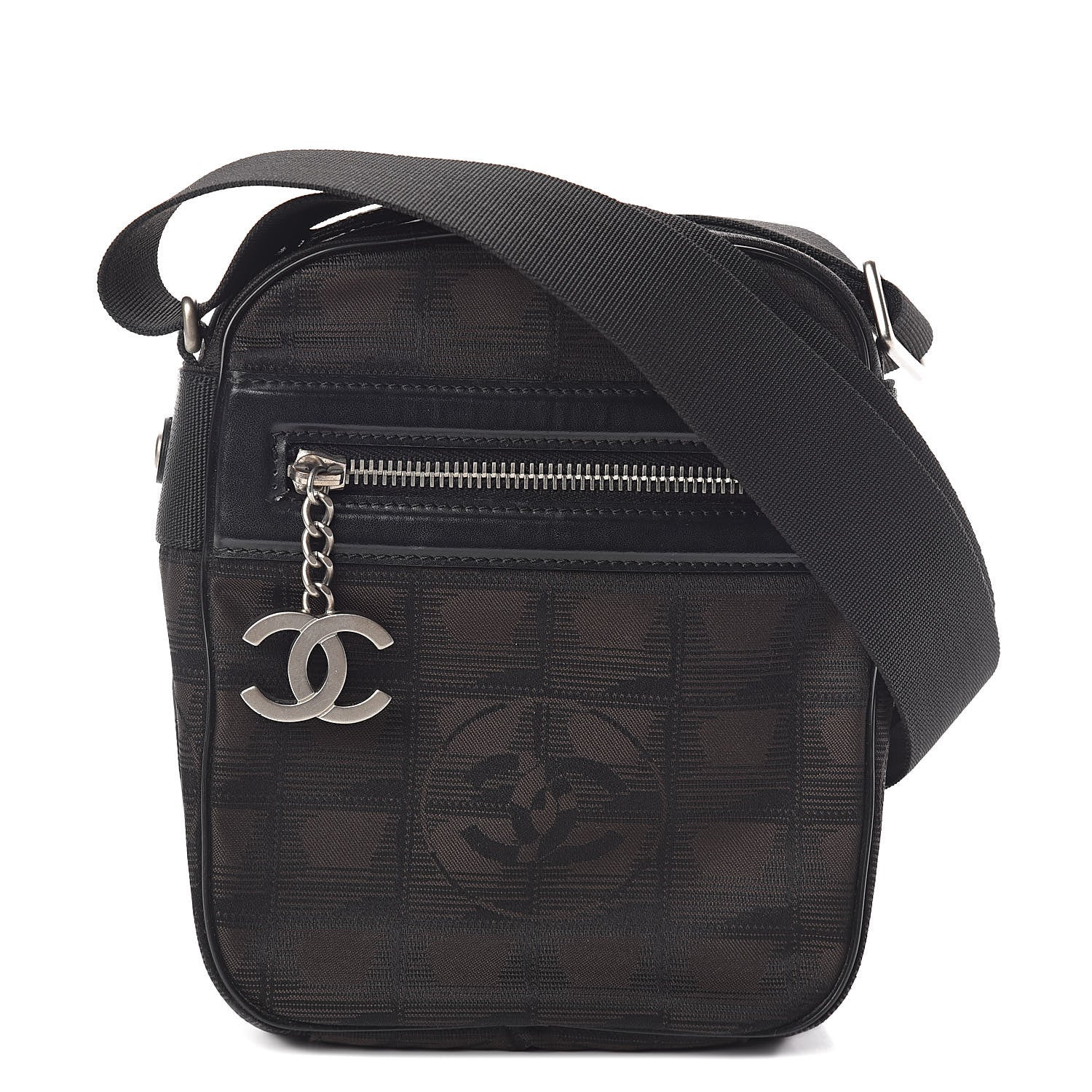 Chanel Nylon Travel Crossbody Bag Brown Black 1 of 10