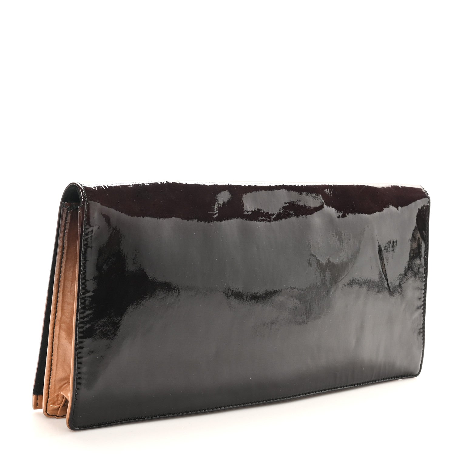 Prada Vernice Sfumato Metal Clutch Nudo Black 3 of 6