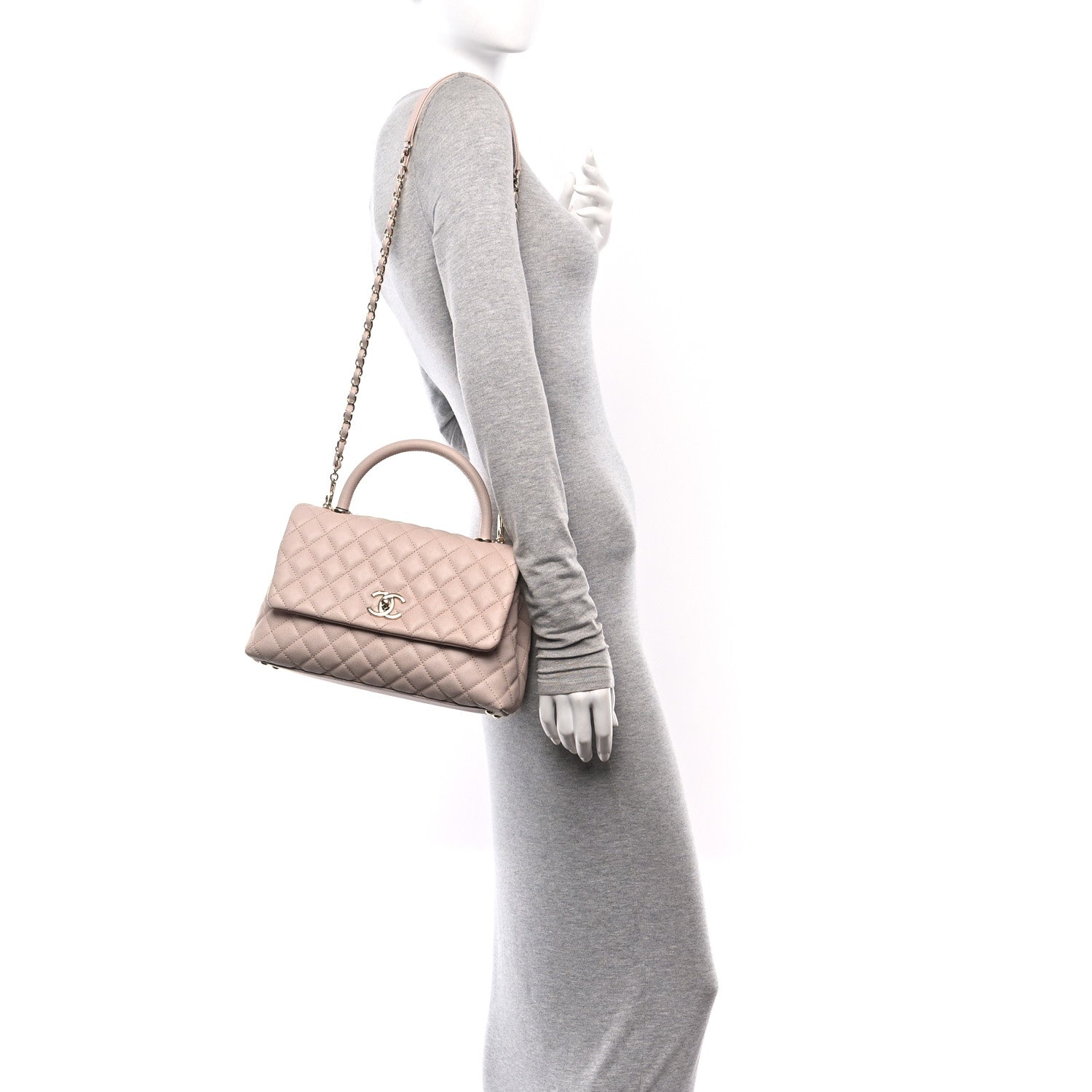 Chanel Caviar Quilted Small Coco Handle Flap Beige 2 of 10