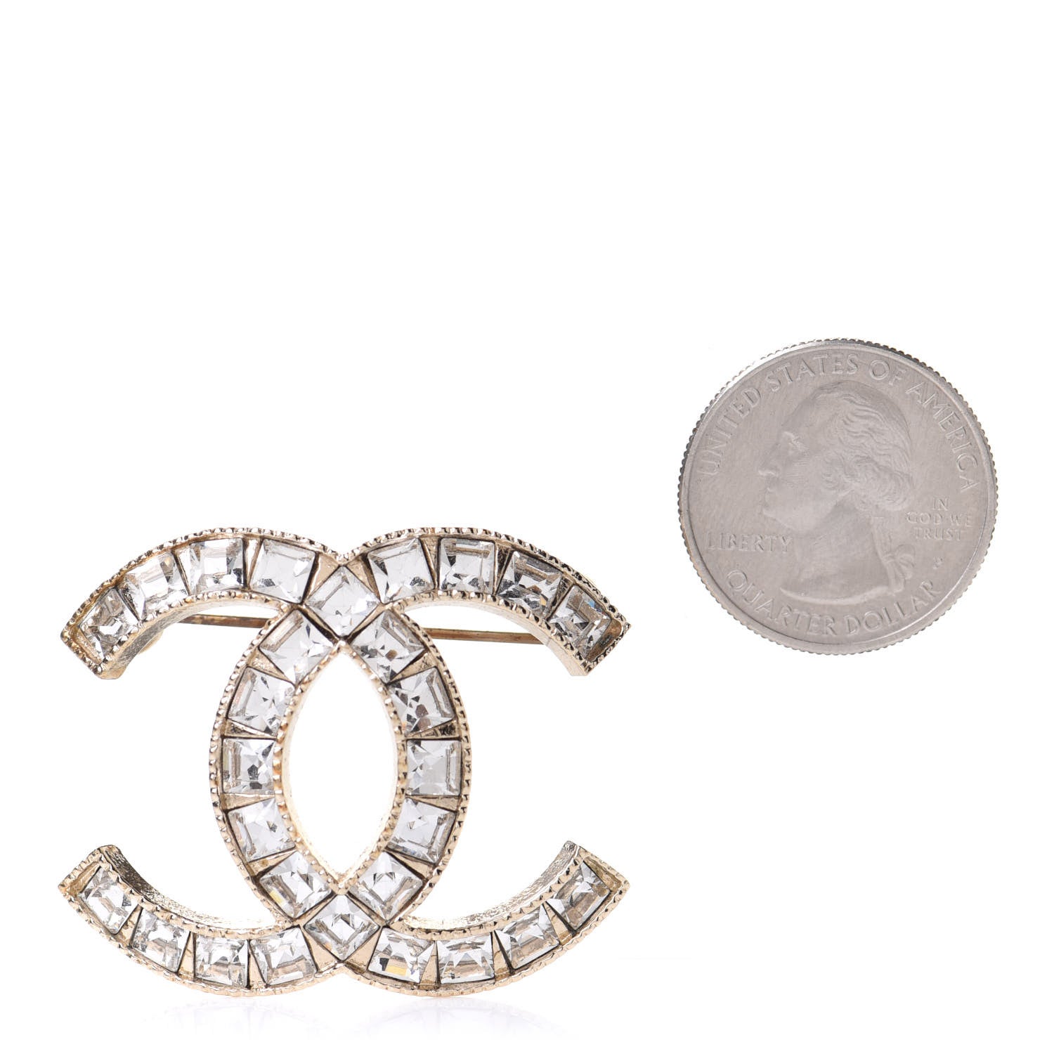 Chanel Baguette Crystal CC Brooch Gold 2 of 6