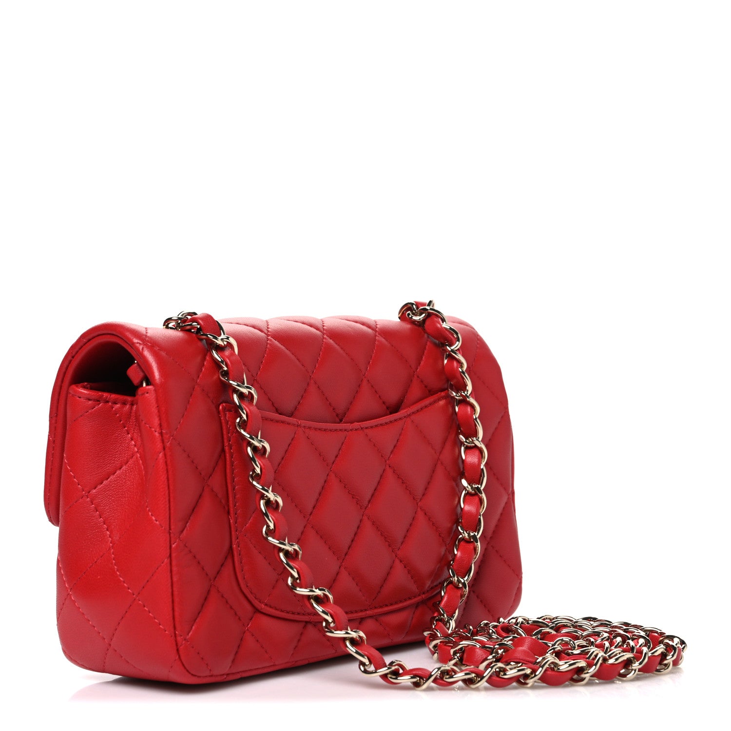 Chanel Lambskin Quilted Mini Rectangular Flap Red 3 of 11