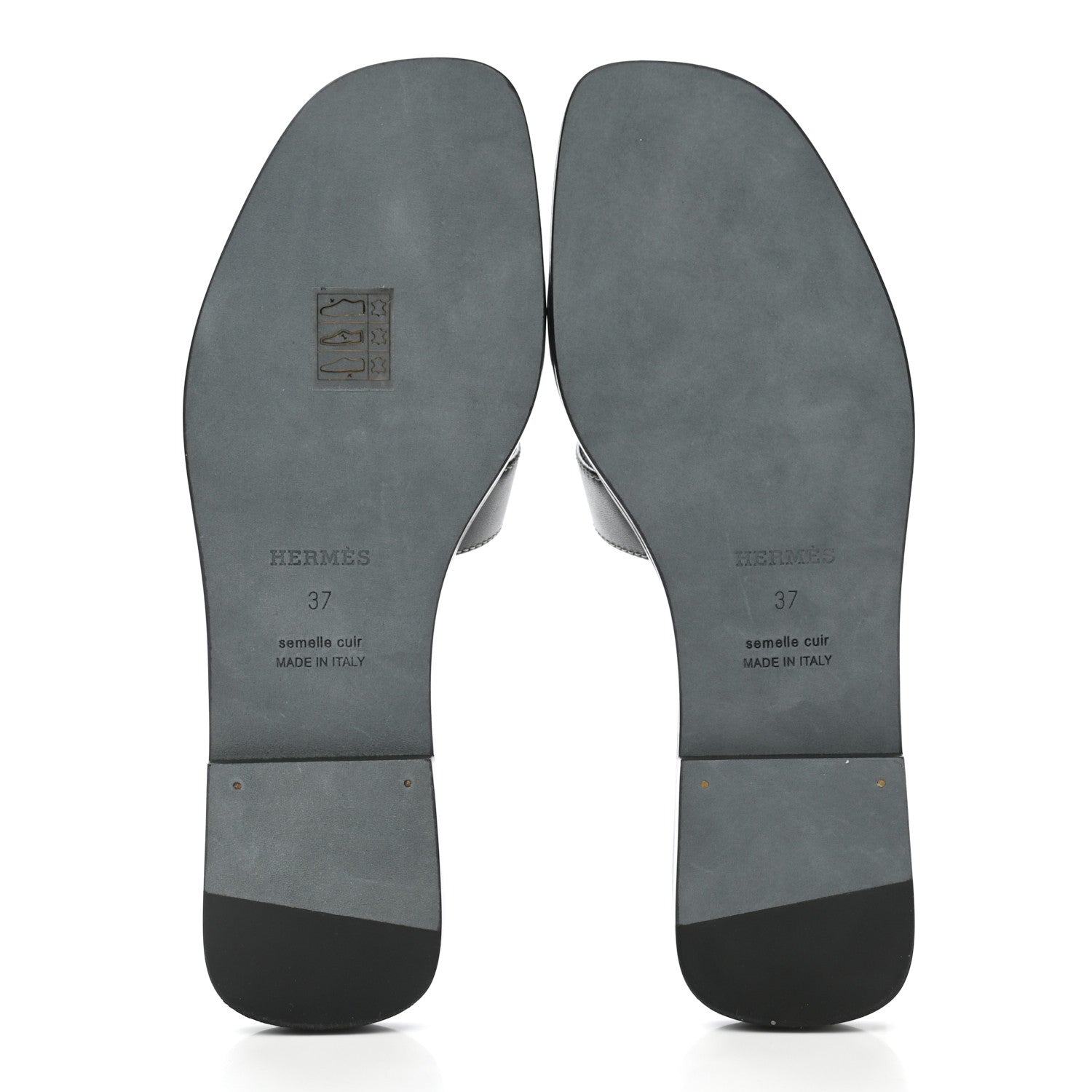 Hermes Box Calfskin Oran Sandals 37 Black 5 of 9