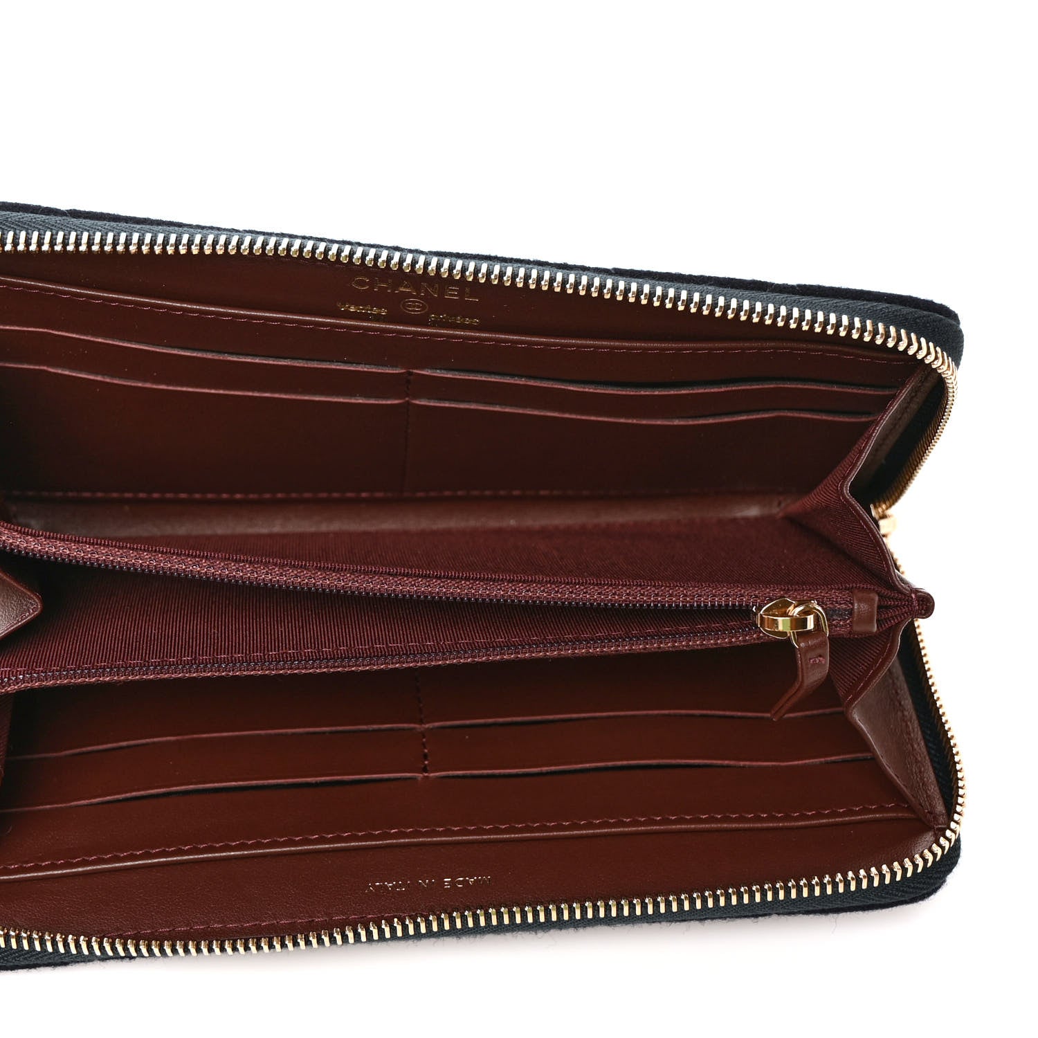 Chanel Felt Quilted Paris-Hamburg Charms Zip Around Wallet Dark Navy 5 of 7
