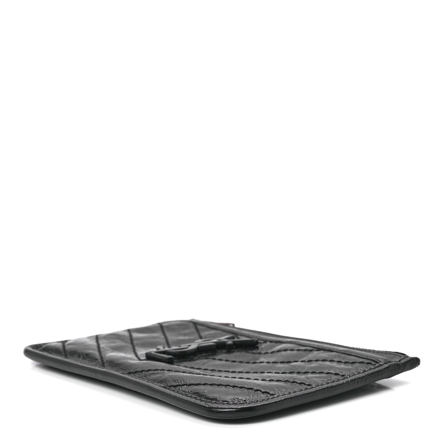 Crinkled Calfskin Matelasse Monogram Niki Bill Pouch Black