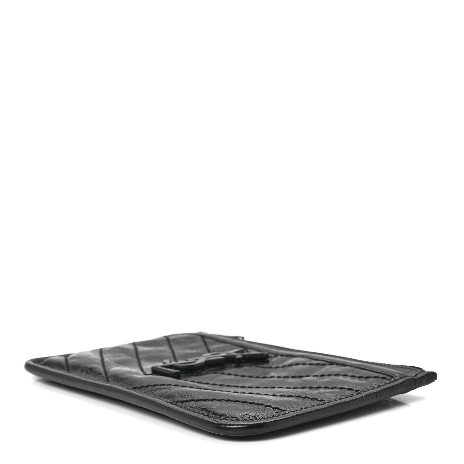 Saint Laurent Crinkled Calfskin Matelasse Monogram Niki Bill Pouch Black 10 of 12