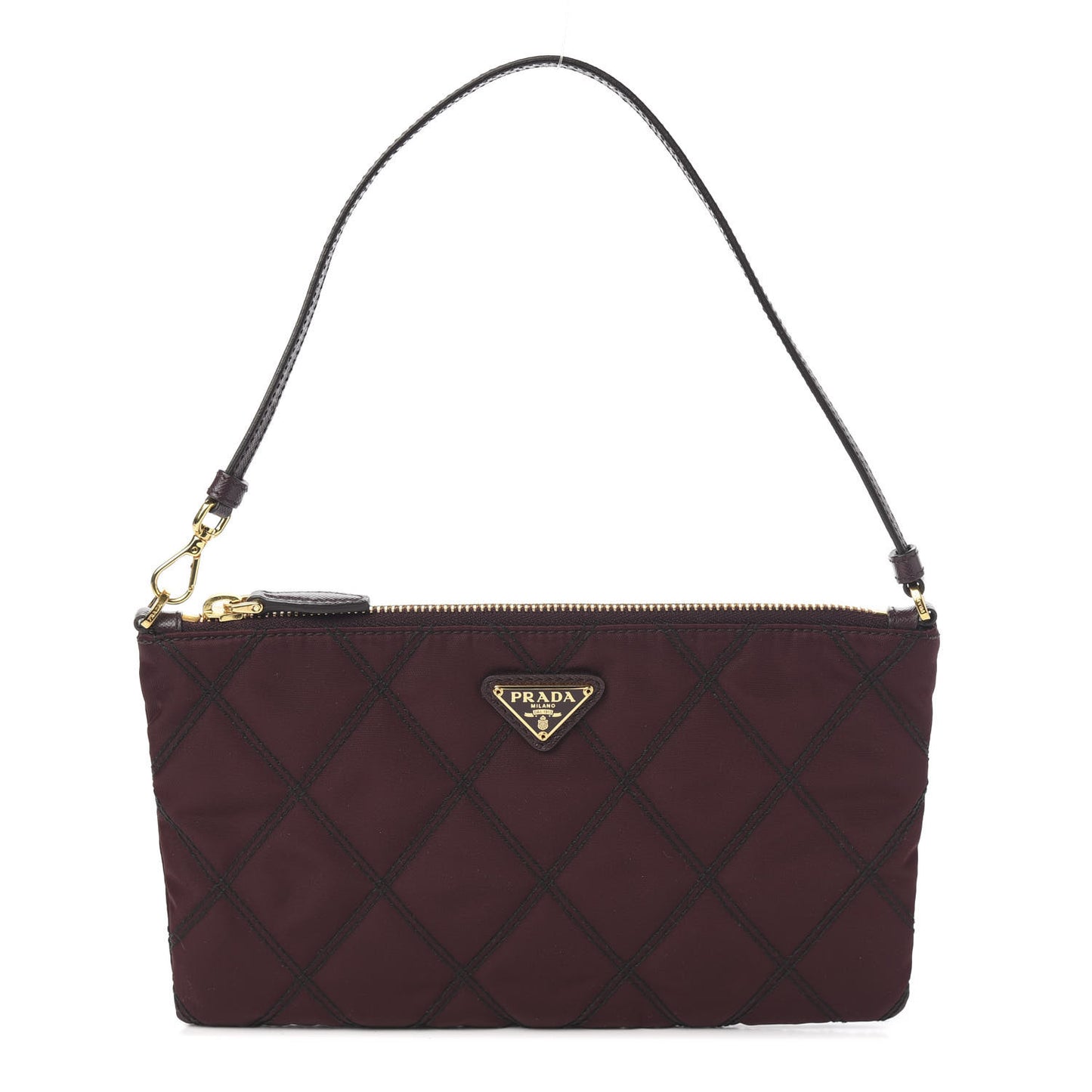 Tessuto Nylon Quilted Pochette Bag Granato