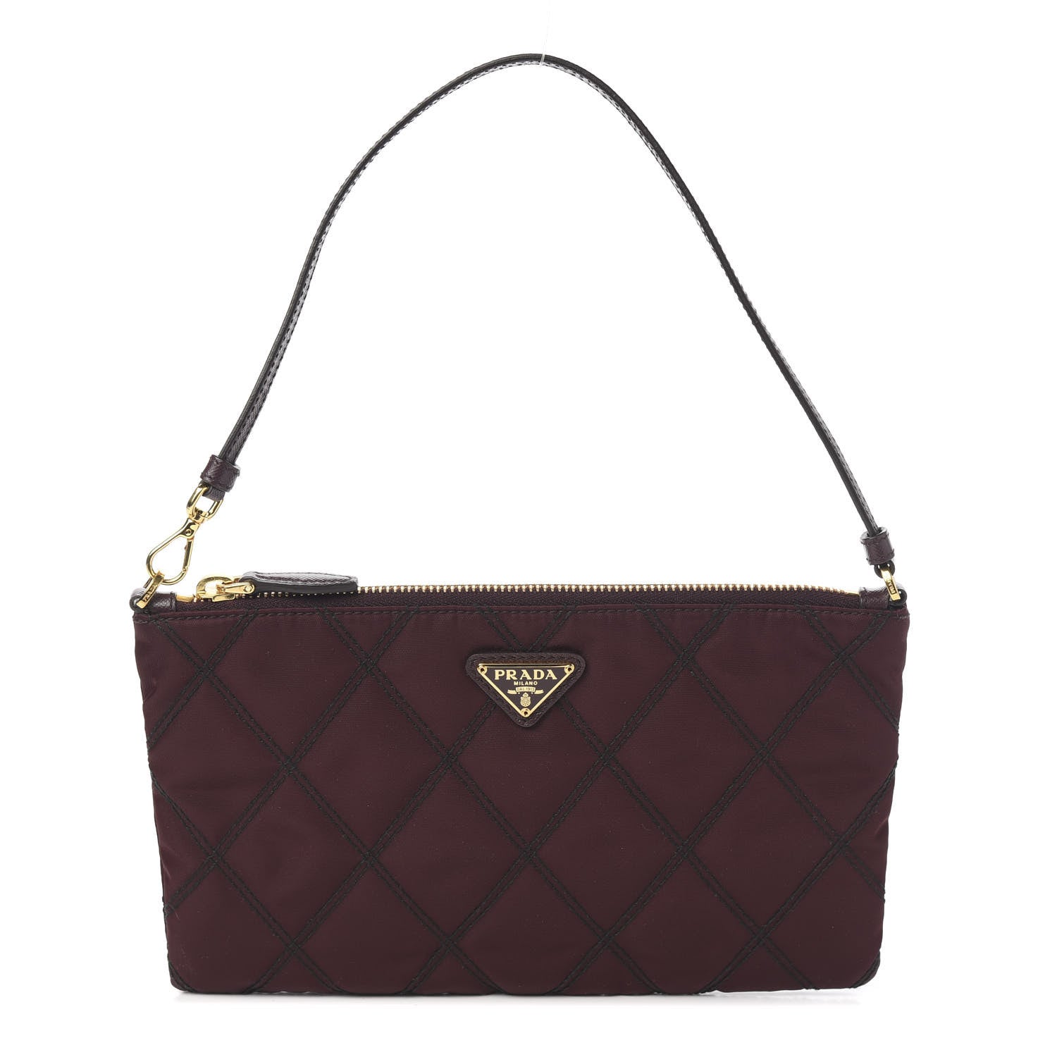 Prada Tessuto Nylon Quilted Pochette Bag Granato 1 of 9