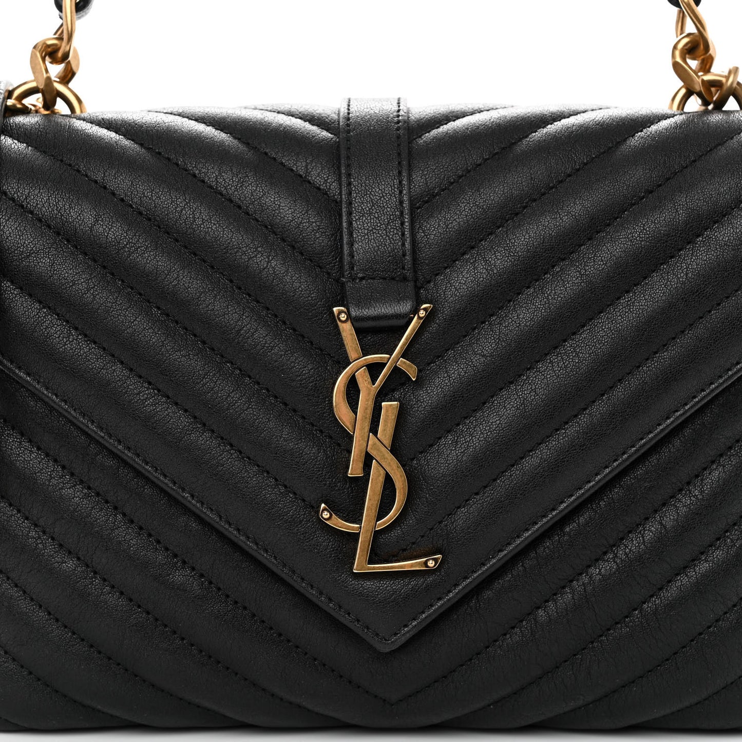 Sheepskin Matelasse Chevron Monogram Medium College Bag Black