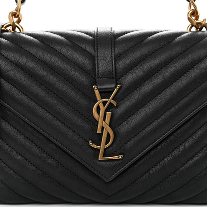 Saint Laurent Sheepskin Matelasse Chevron Monogram Medium College Bag Black 7 of 9