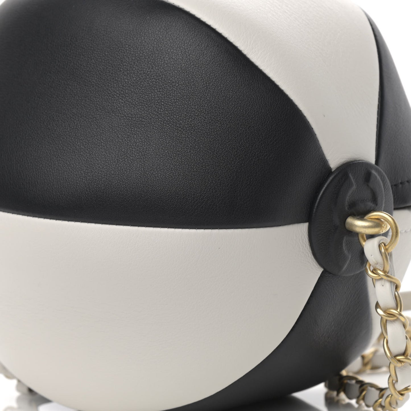 Calfskin Coco Beach Ball Bag White Black