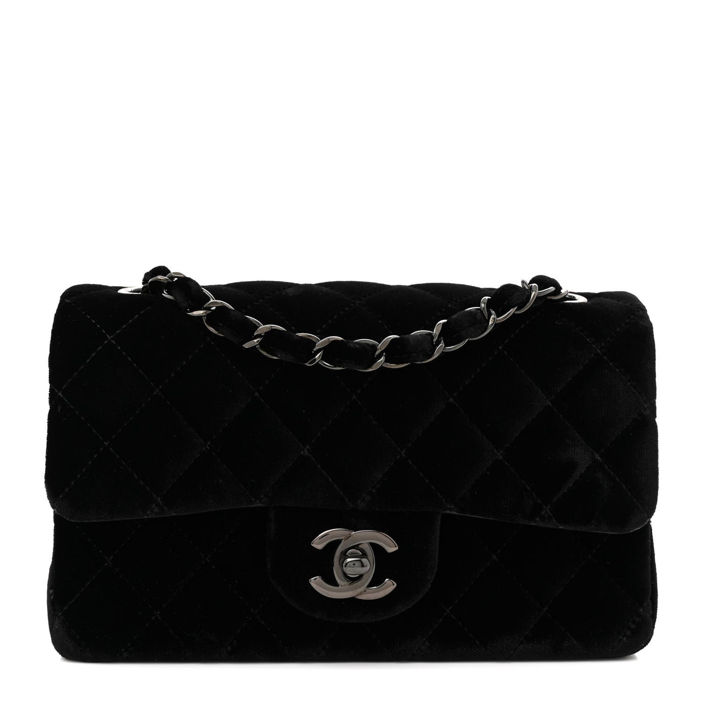 Velvet Quilted Mini Rectangular Flap So Black