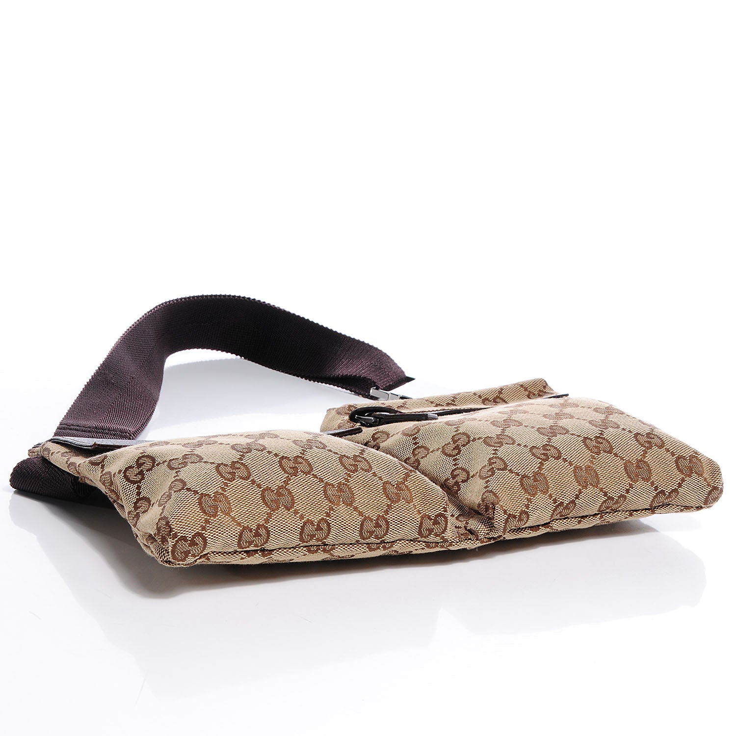 Gucci GG Monogram Web Double Pocket Belt Bag Dark Brown 4 of 8