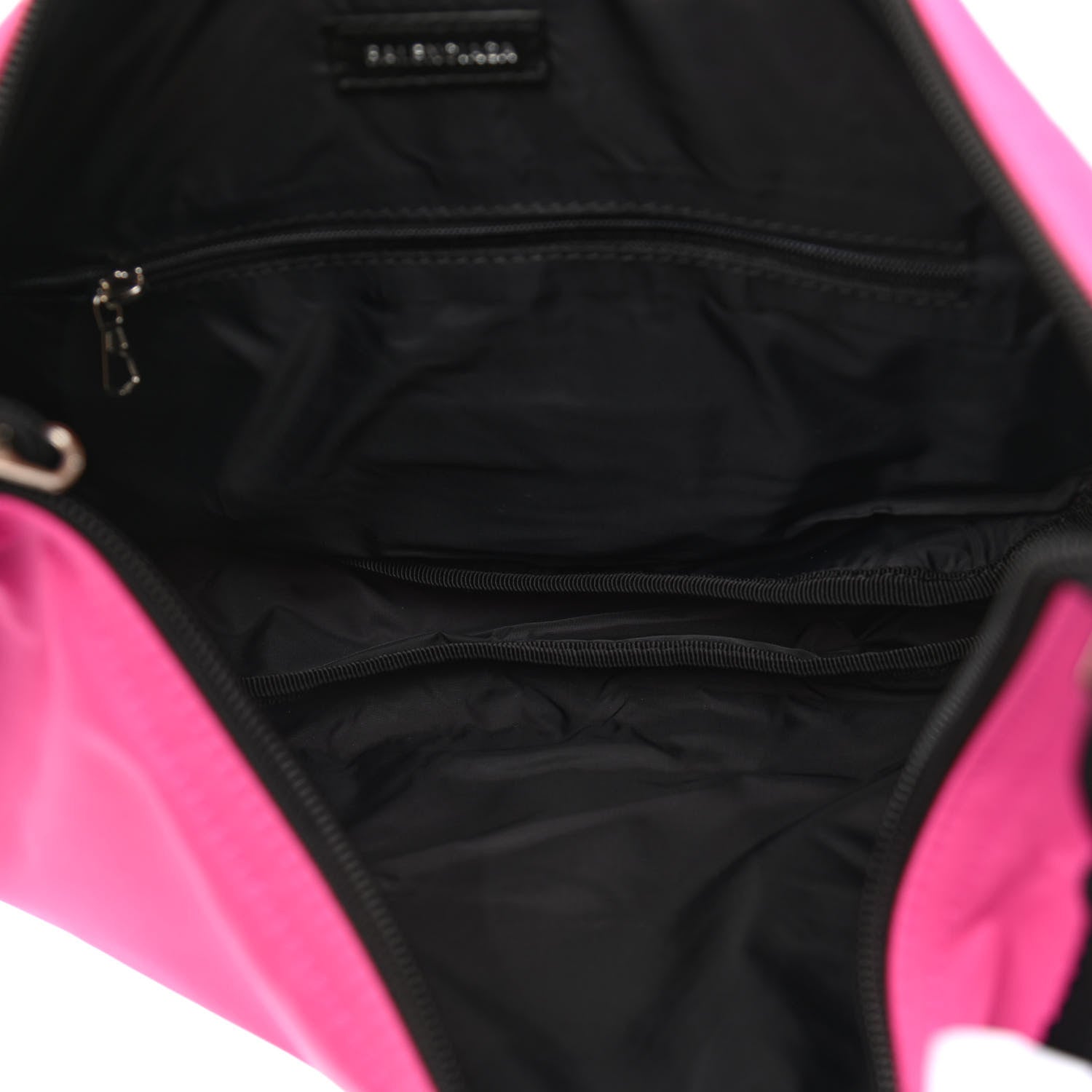 Balenciaga Recycled Sport Nylon Logo Embroidered Large Wheel Sling Bag Fluo Pink Black 5 of 10