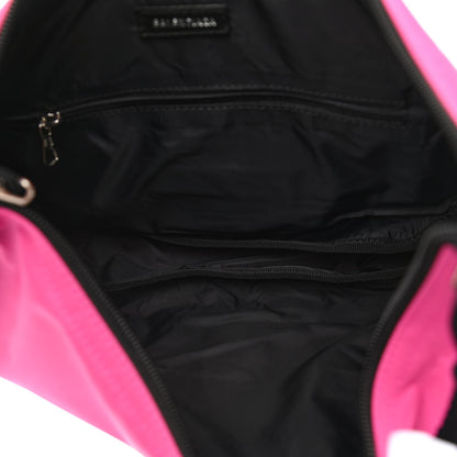 Balenciaga Recycled Sport Nylon Logo Embroidered Large Wheel Sling Bag Fluo Pink Black 5 of 10