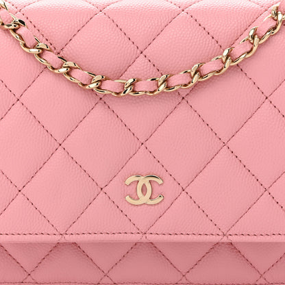 Chanel Caviar Quilted Wallet on Chain WOC Light Pink 8 of 11