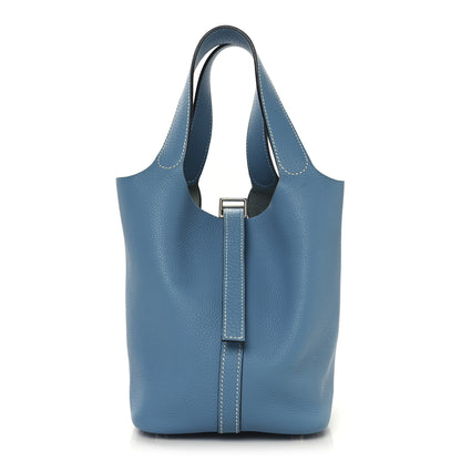 Hermes Taurillon Clemence Picotin 18 PM Blue Jean 1 of 13