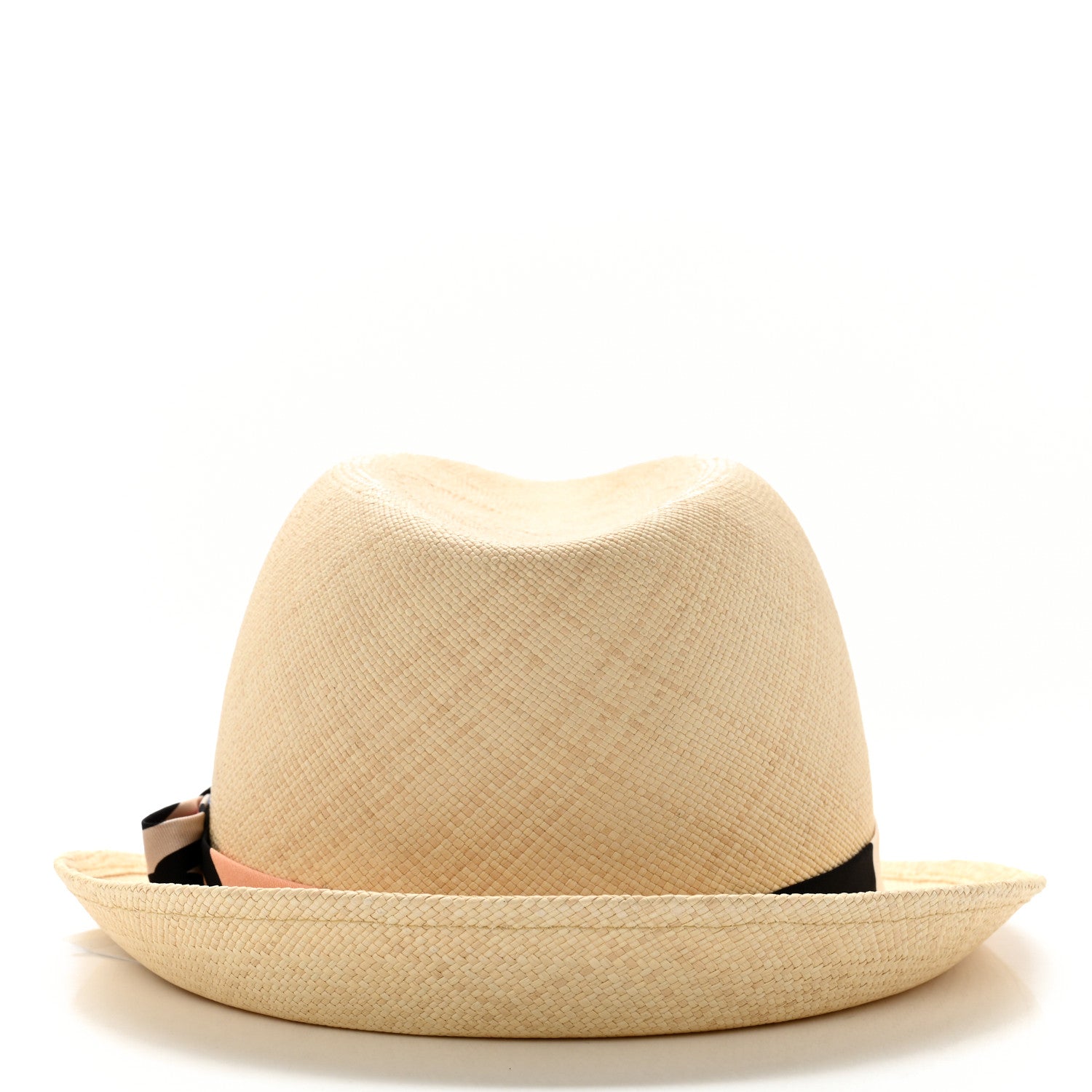 Chanel Straw Ribbon Fedora Hat M Beige Multicolor 6 of 8