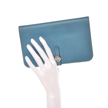 Hermes Togo Dogon Duo Wallet Blue Jean 2 of 10
