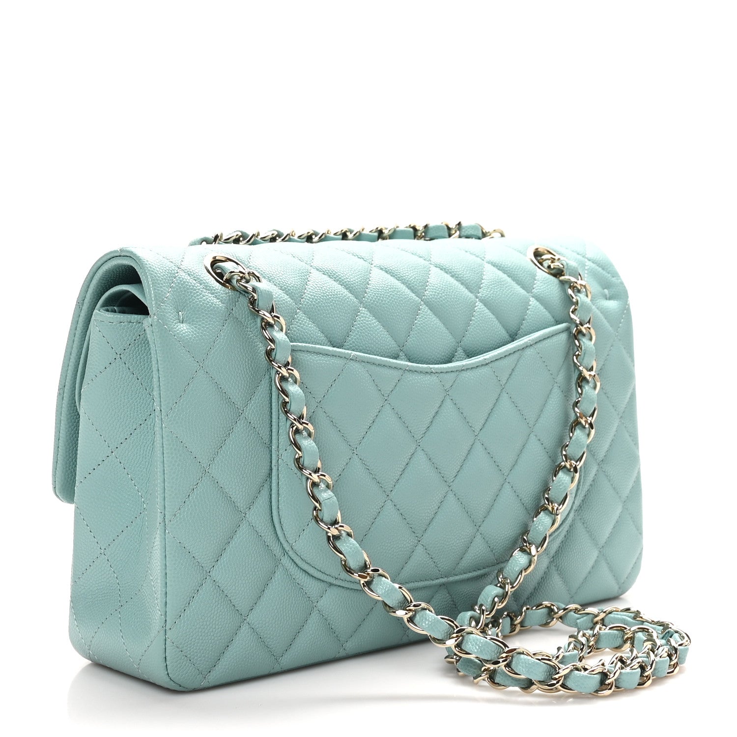 Chanel Caviar Quilted Medium Double Flap Light Blue 2 of 11