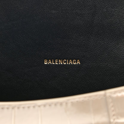 Balenciaga Metallic Shiny Calfskin Crocodile Embossed Hourglass Top Handle Bag XS Light Gold 10 of 23