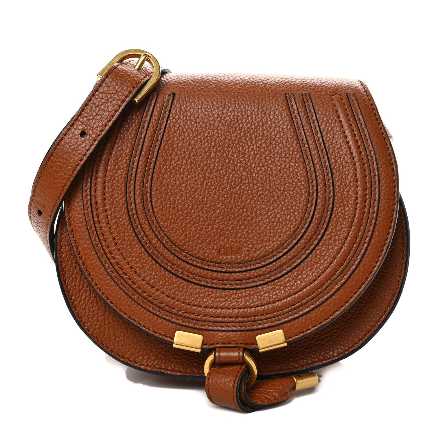 Chloe Calfskin Mini Marcie Round Crossbody Bag Tan 1 of 9