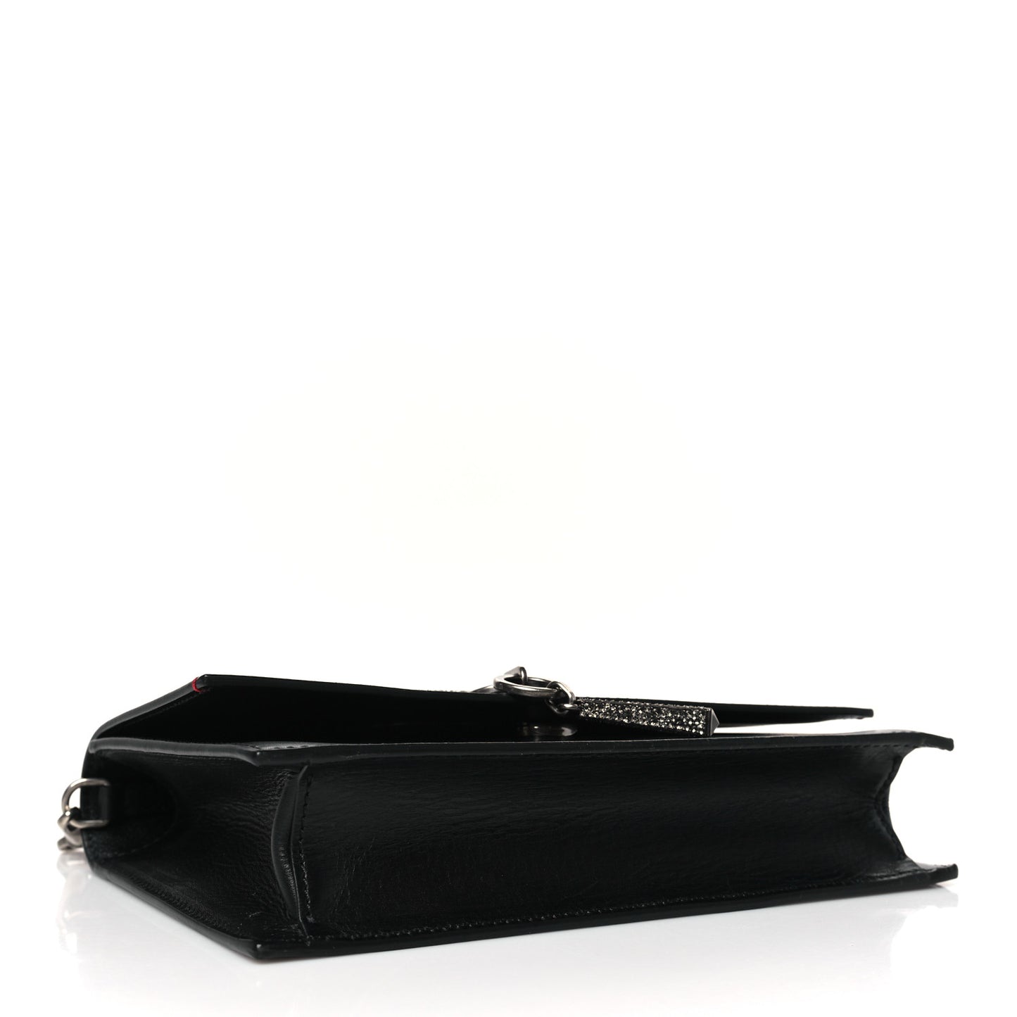 Silk Satin Small VCase Shoulder Bag Black