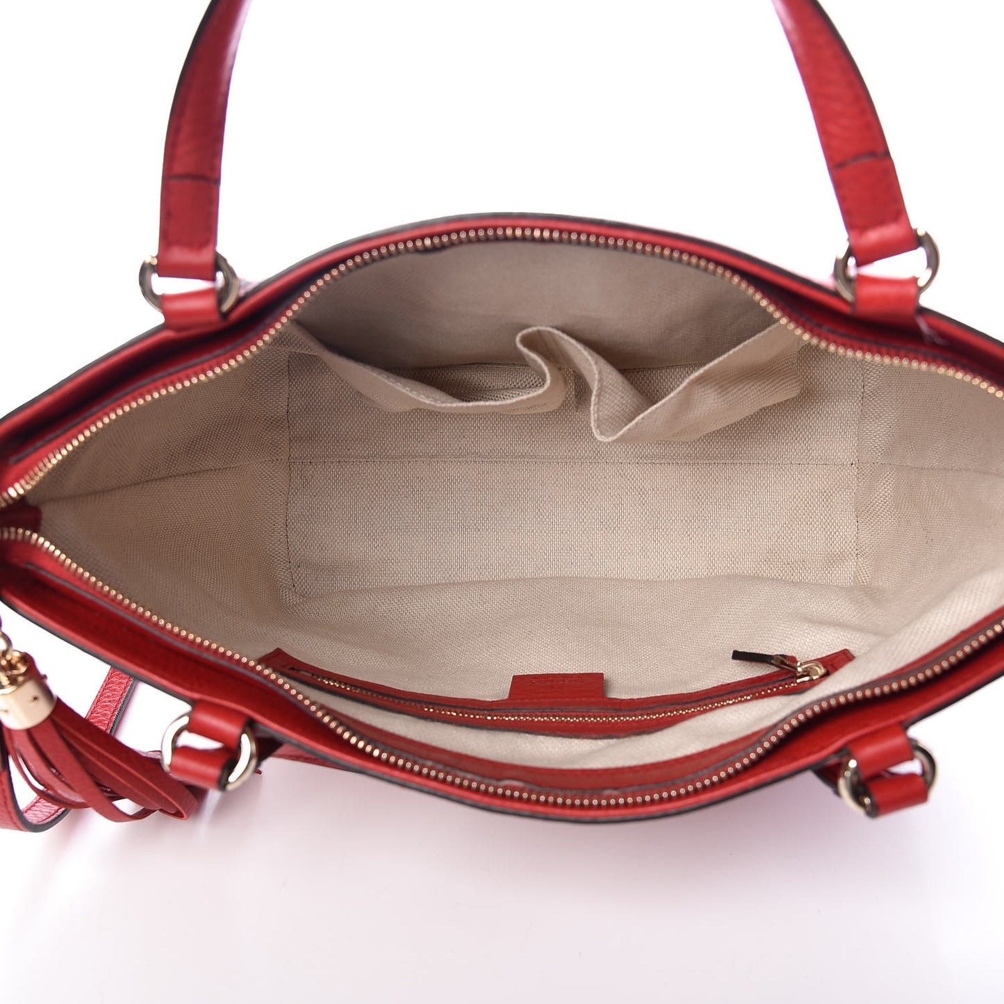 Pebbled Calfskin Small Soho Top Handle Bag Red