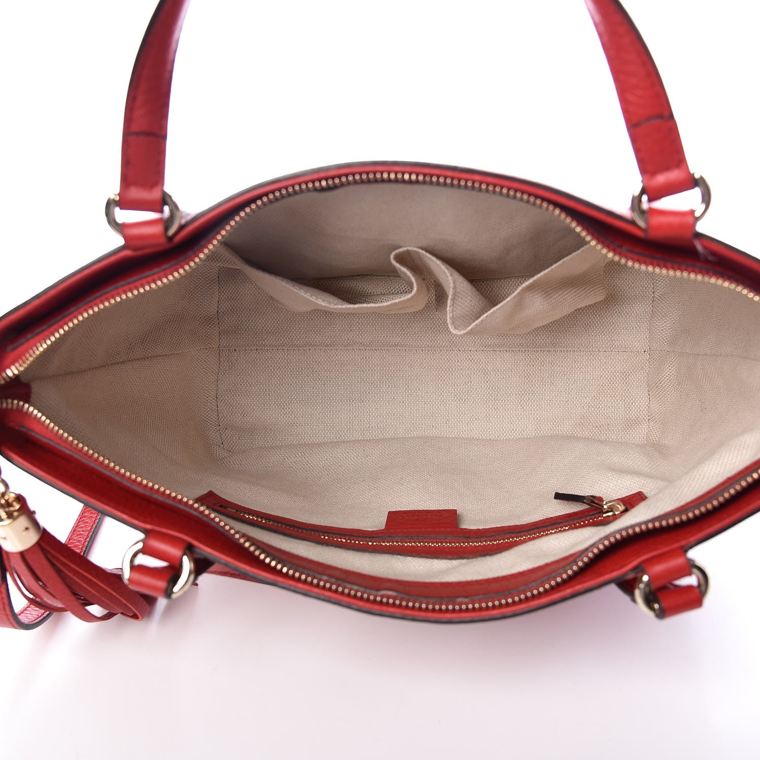 Gucci Pebbled Calfskin Small Soho Top Handle Bag Red 5 of 9
