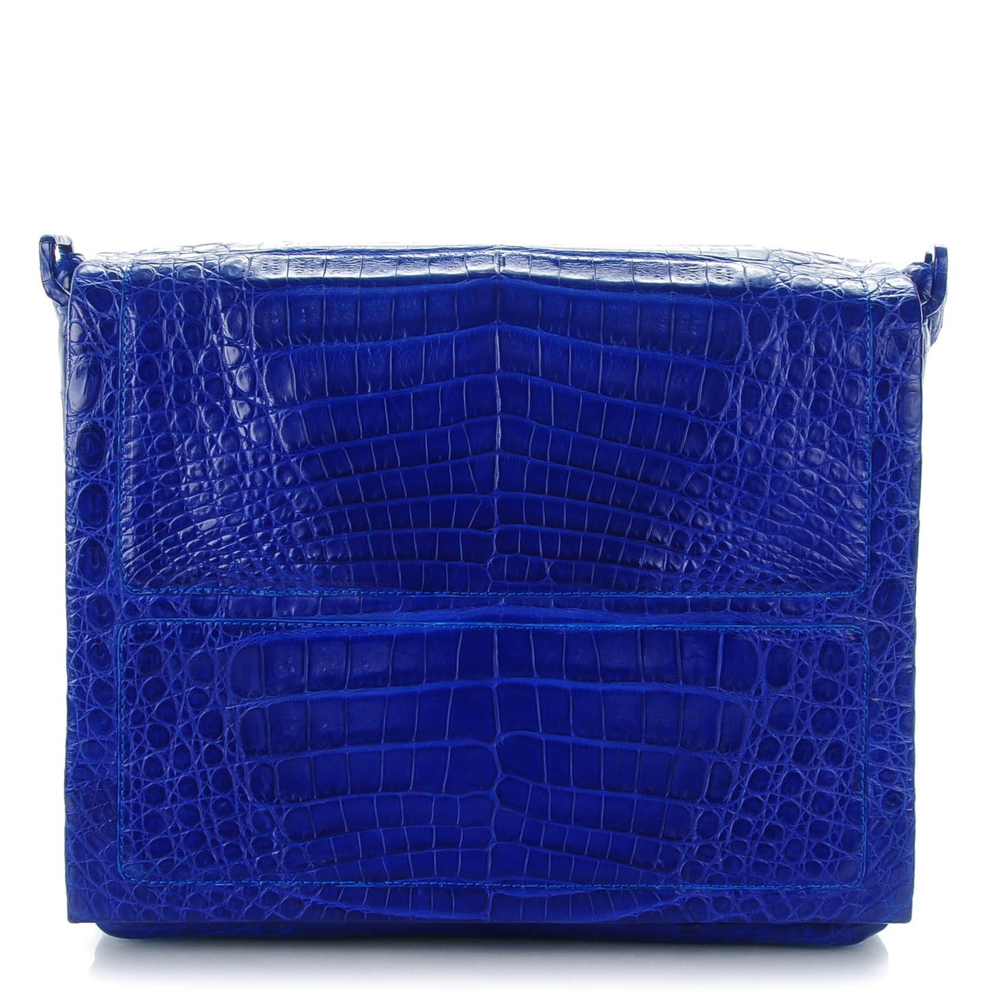 Crocodile Front Flap Shoulder Bag Cobalt