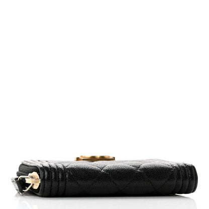 Chanel Caviar Quilted Boy Zip Around Coin Purse Wallet Black 4 of 9