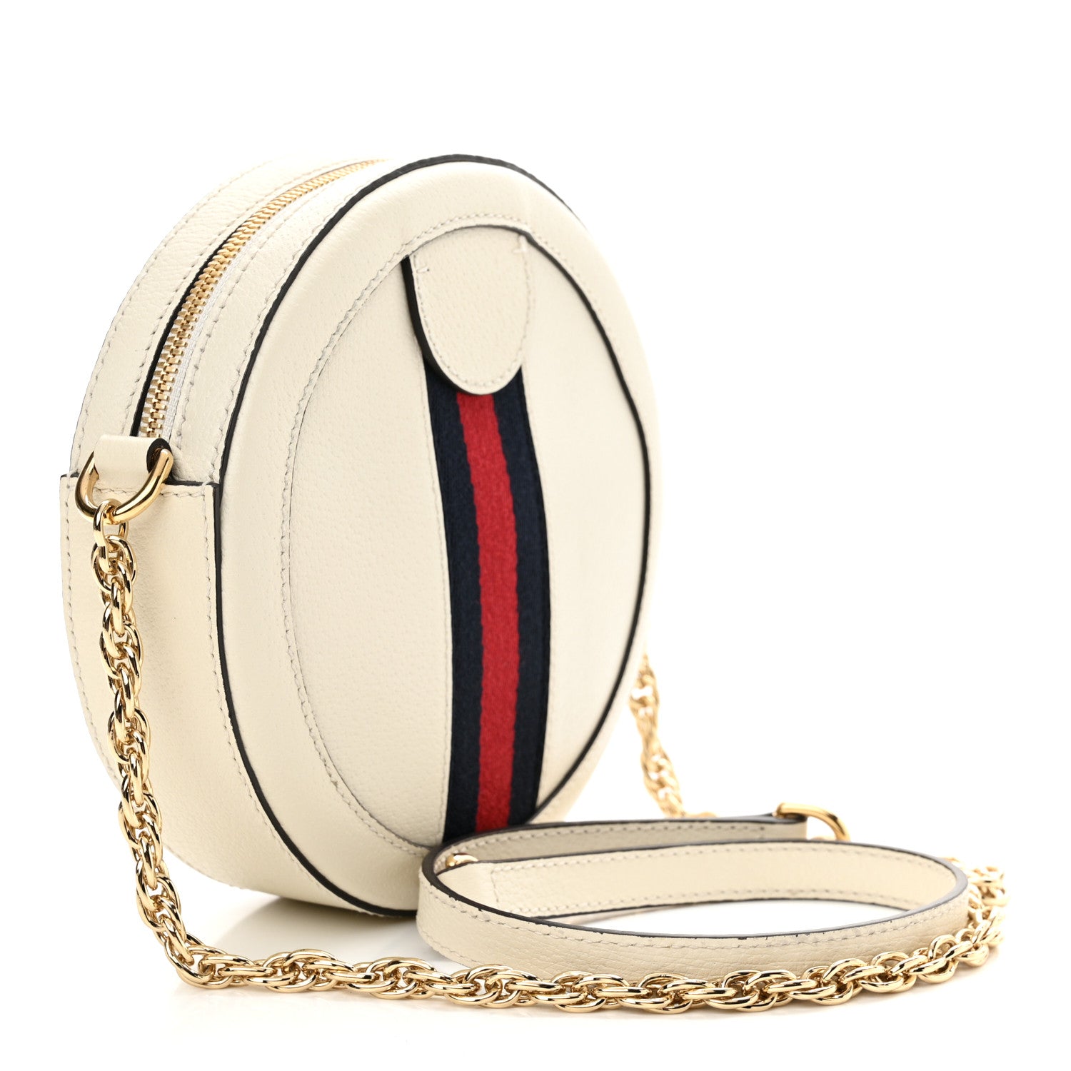 Gucci Textured Calfskin Web Mini Ophidia Round Shoulder Bag Mystic White 3 of 14