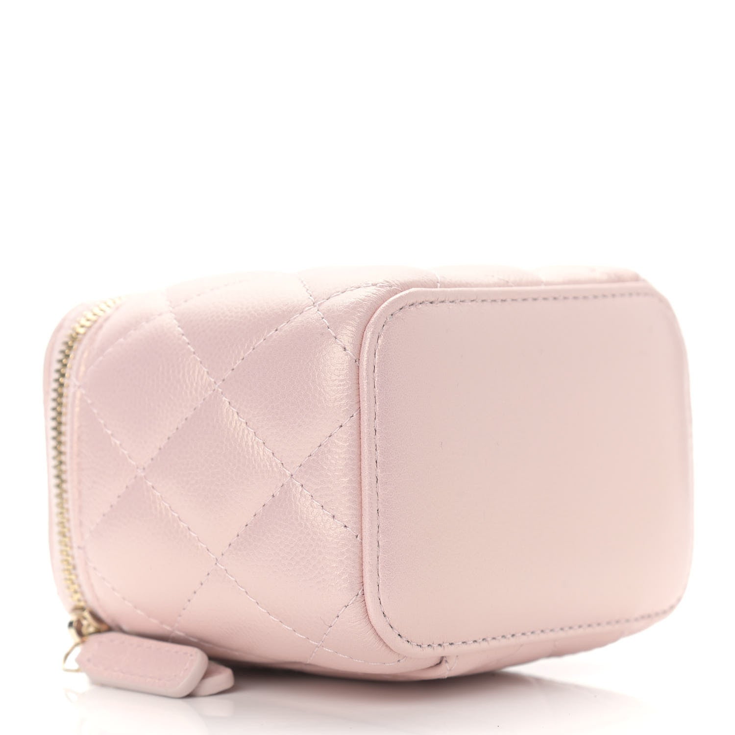 Chanel Iridescent Caviar Quilted Mini Pearl On Top Vanity Case With Chain Light Pink 4 of 9