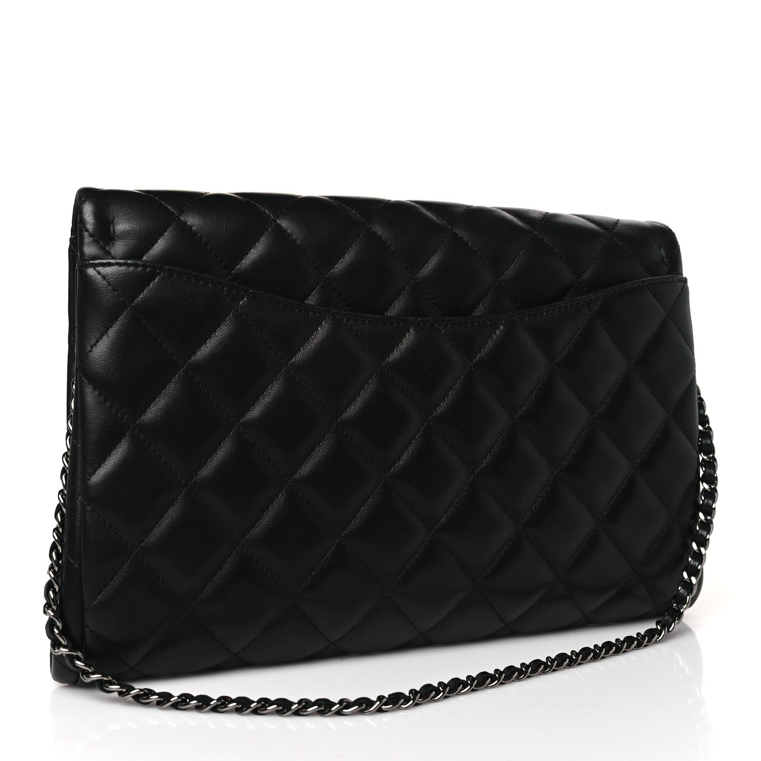 Chanel Lambskin Quilted Clutch with Chain Flap Black 3 of 10