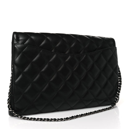 Chanel Lambskin Quilted Clutch with Chain Flap Black 3 of 10