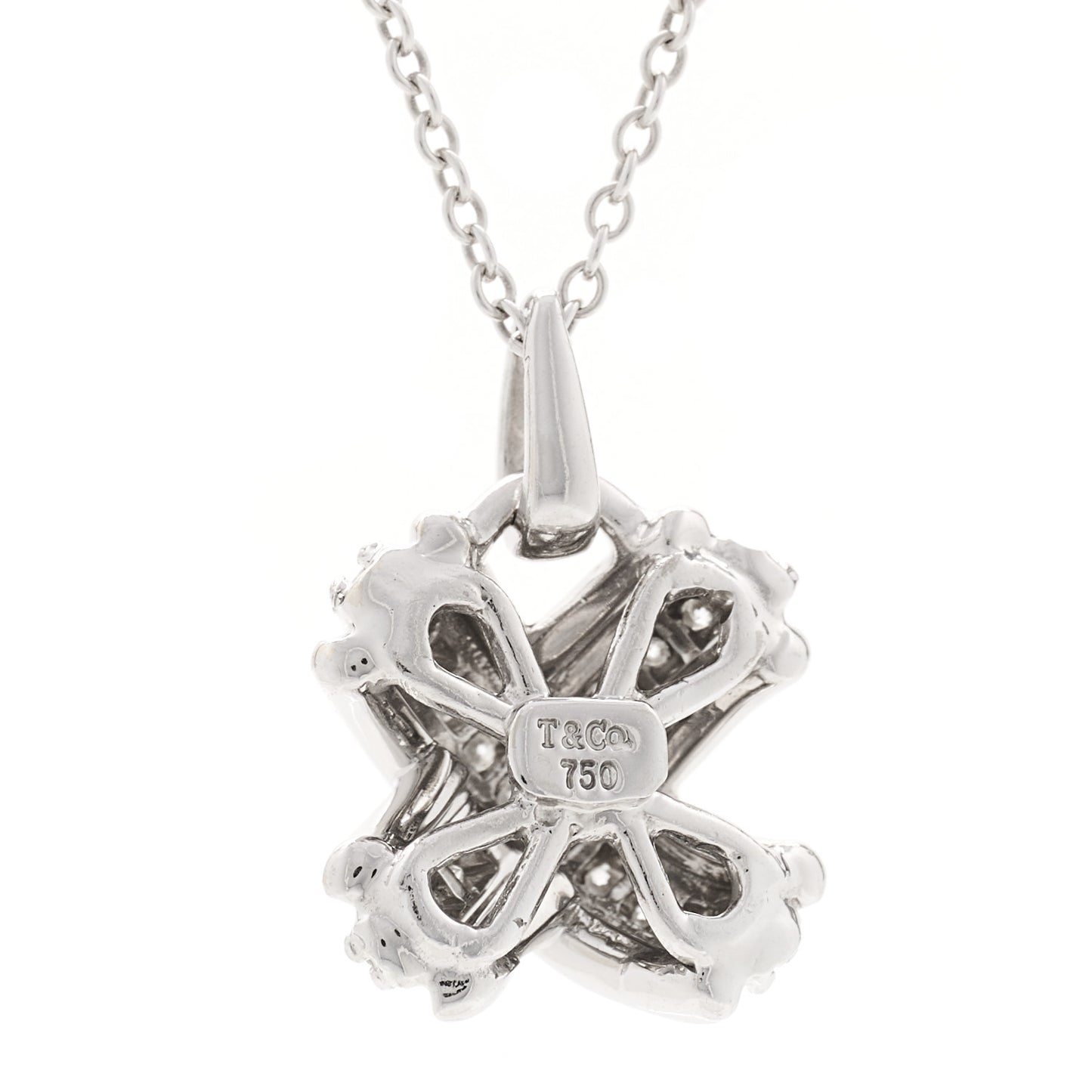 18K White Gold Diamond Signature X Pendant Necklace