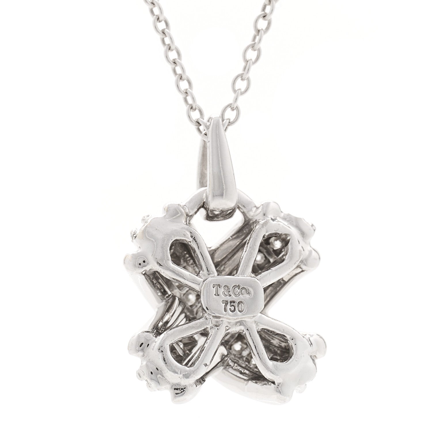 Tiffany 18K White Gold Diamond Signature X Pendant Necklace 5 of 5