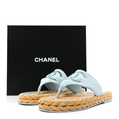 Chanel Terry Cloth CC Thong Sandals 40.5 Light Blue 9 of 9