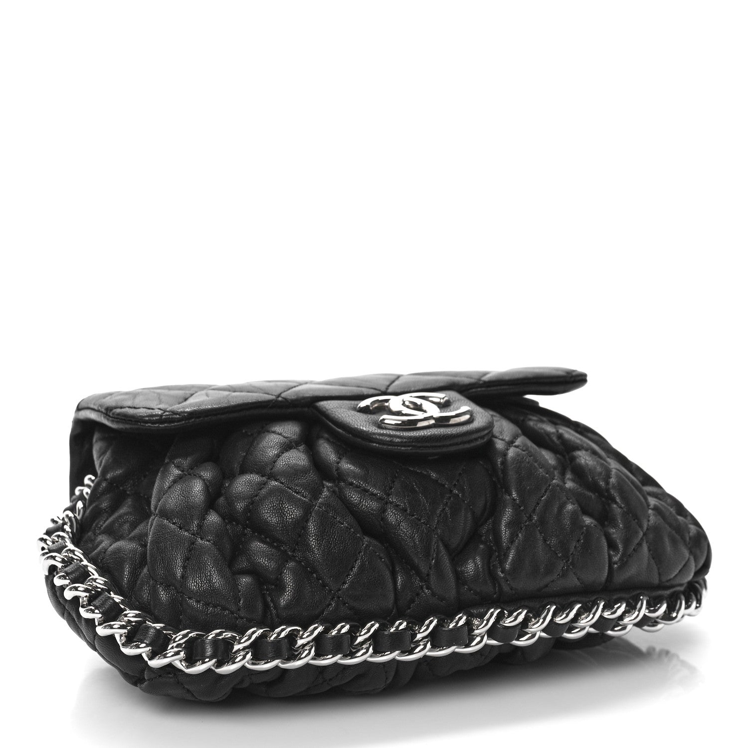 Chanel Washed Lambskin Quilted Mini Chain Around Flap Black 4 of 10