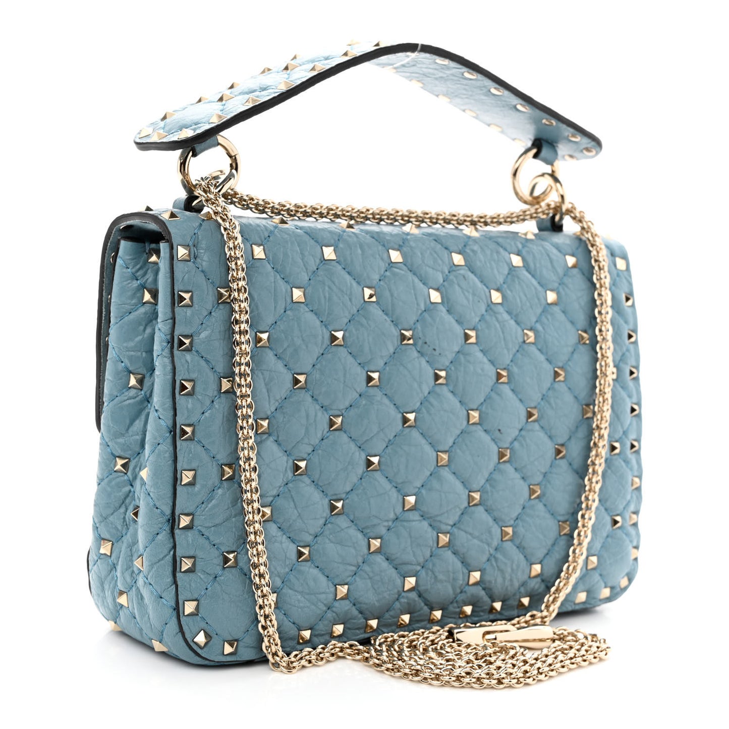 Craquele Nappa Medium Rockstud Spike Shoulder Bag Nube