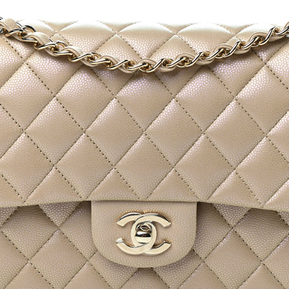 Chanel Iridescent Caviar Quilted Medium Double Flap Dark Beige 8 of 11