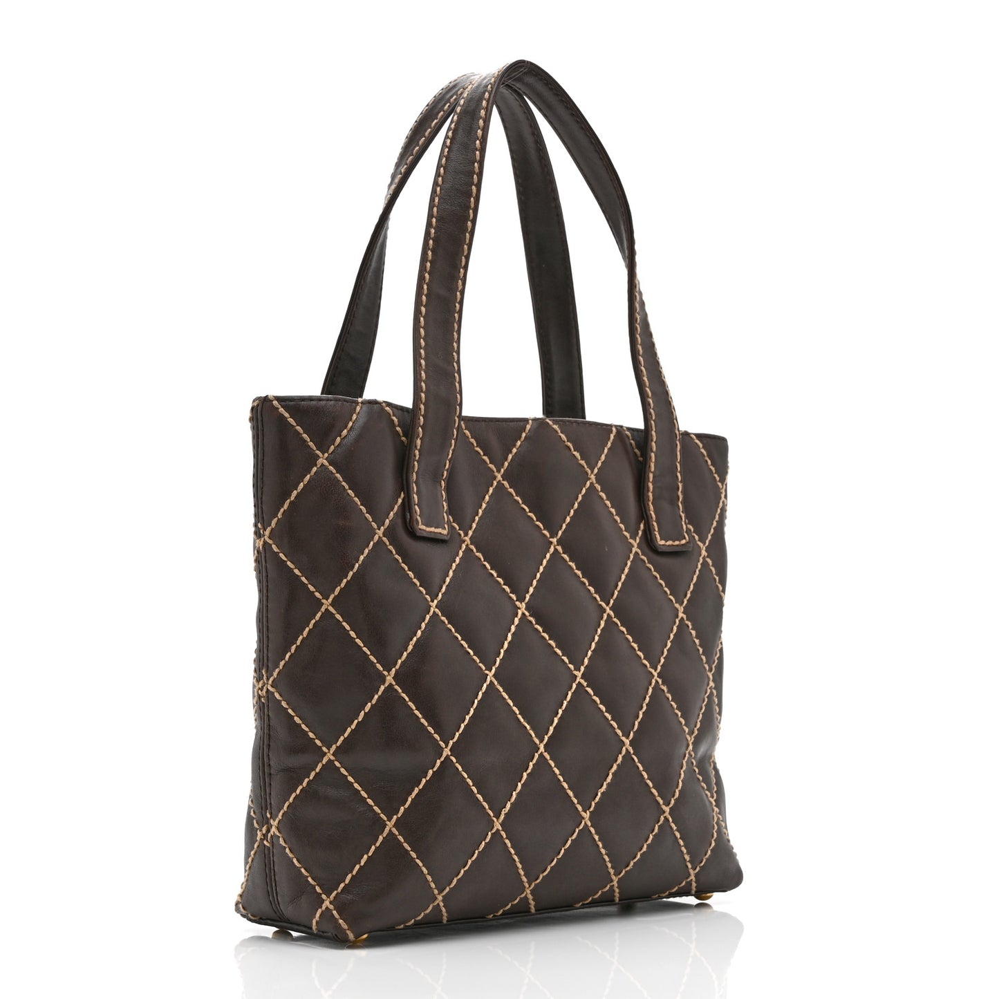 Calfskin Wild Stitch Tote Brown