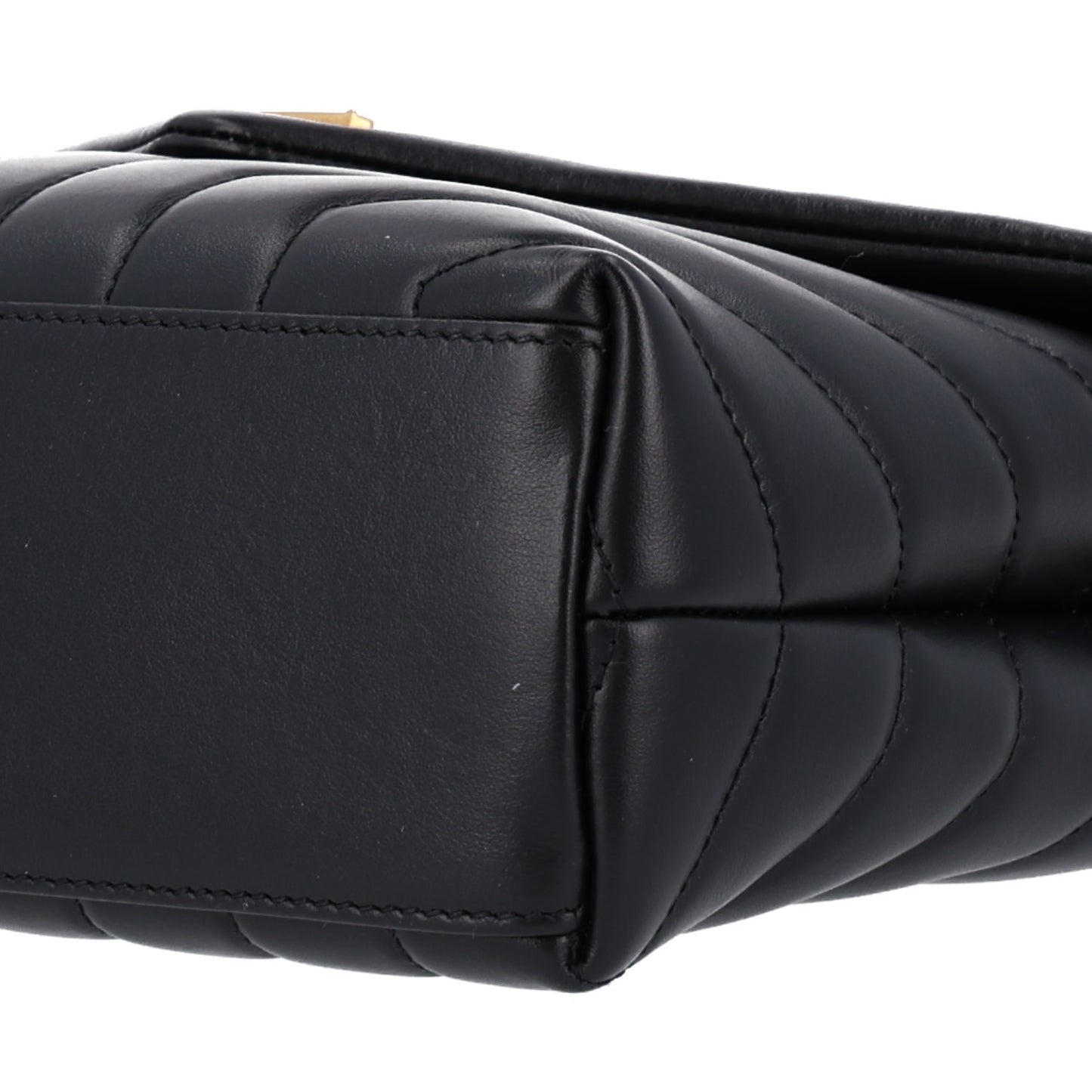 Calfskin Y Quilted Monogram Small Loulou Chain Satchel Black