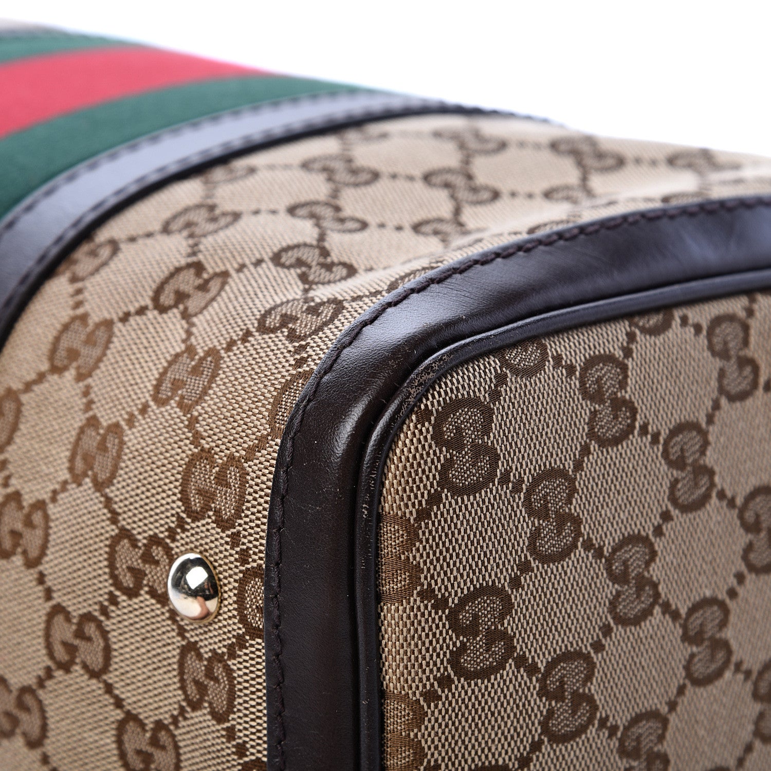 Gucci Monogram Vintage Web Medium Boston Dark Brown 12 of 16
