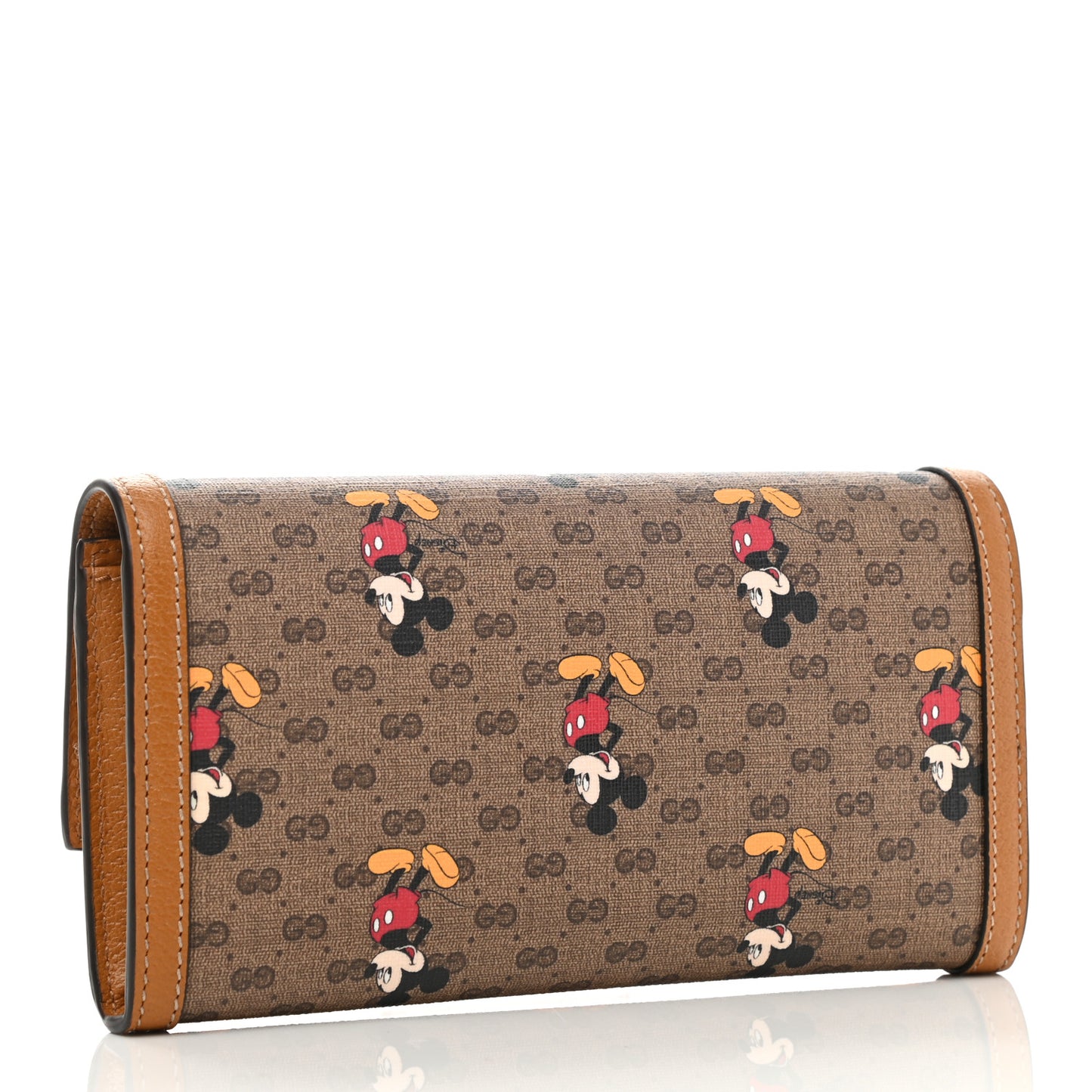 X DISNEY Mini Vintage GG Supreme Monogram Mickey Mouse Continental Wallet Beige Vintage Sun Oil
