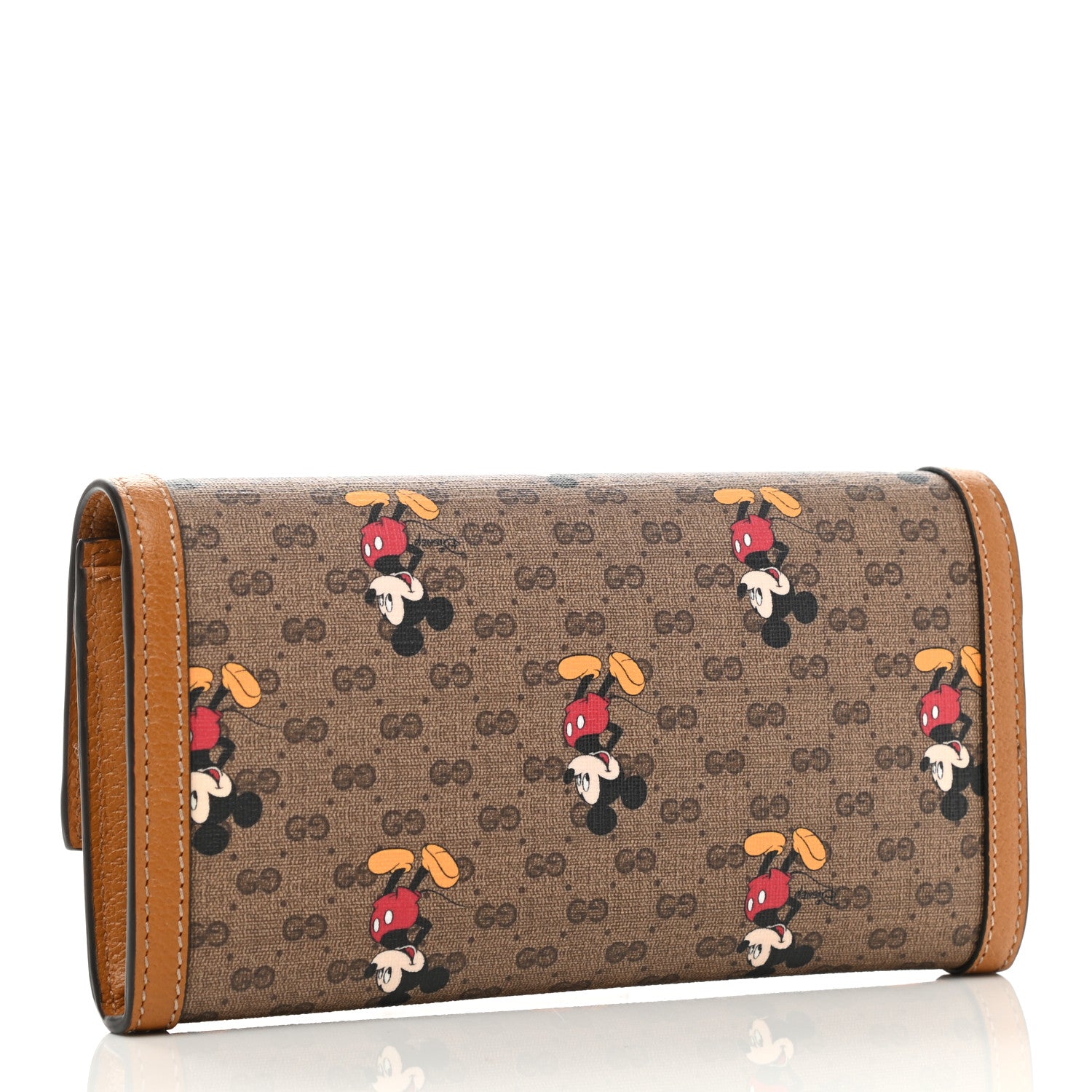Gucci X DISNEY Mini Vintage GG Supreme Monogram Mickey Mouse Continental Wallet Beige Vintage Sun Oil 3 of 8